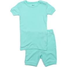 Elastane Pajamases Children's Clothing Leveret Toddler Unisex Solid Color Short Pajama Set