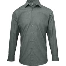 Grey - Unisex Shirts Premier Mens Poplin Cross-Dye Roll Sleeve Shirt (Indigo Denim)