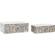 Femme Boîtes à Bijoux Dkd Home Decor Boöte Bijoux Set Nacre 36X20X13 Gris