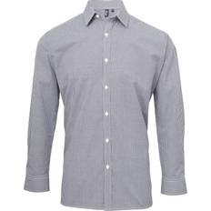 Premier Microcheck Langermet Skjorte 2XL - Svart/Hvit