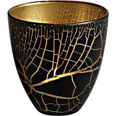 Glasbruk Croco Ljuslykta Svart-guld, 100x100