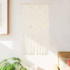 Hvite Veggdekorasjoner vidaXL Macrame Wall Hanger 40x80 cm Cotton Veggdekorasjon