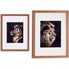 Krystal Billeder Gift Decor Tiger Løve Krystal Bronze spånplade (33 x 3 x 43 cm) Billede