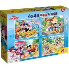 Lisciani PUZZLE DISNEY 4 Puzzles de 48 Piezas Para Niños a Partir de 4 años -2 en 1 Doble Cara Reverso para Colorear Juego Educativo