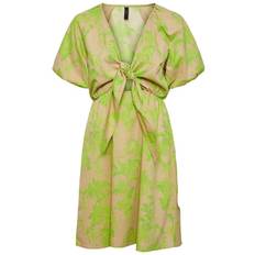 Y.A.S Woman Dresses Y.A.S twist front tropical print mini dress in neutral