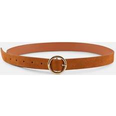 Pcjuva Suede Jeans Belt Noos Bälten & Skärp Cognac W Brushed Buckle