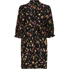 Selected Floral Mini Dress - Black