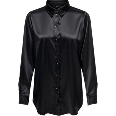 Marrón - Mujer Camisas Only Victoria de manga larga satinada en negra mujer - Black