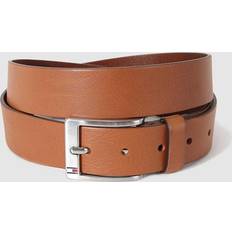 Marrone - Uomo Accessori Tommy Hilfiger Ceinture en Cuir Mat - Navy/Rosso/Bianco