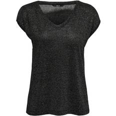 Only Camiseta Mujer Silvery Mangas V-neck