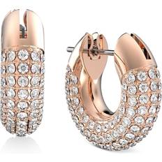 Swarovski Pink Earrings Swarovski Gold-Tone Pave Crystal Dextera Hoop Earrings, 0.62" Female