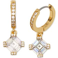 Kate Spade Gold-Tone Color Cubic Zirconia Charm Pave Hoop Earrings