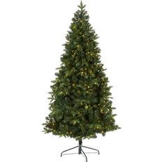 7 foot artificial tree Nearly Natural 7’ Pre-Lit Grand Teton Green Christmas Tree 84"