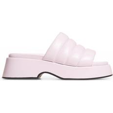 Ganni Pantoffeln & Hausschuhe Ganni Quilted-Leather Platform Slides Pale Lilac