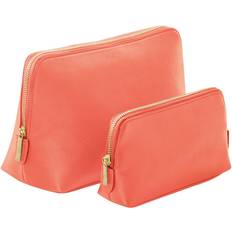 Orange Toiletry Bags & Cosmetic Bags BagBase Boutique Leather-Look PU Toiletry Bag (M) (Coral)