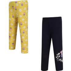 Gelb Hosen Regatta Childrens Unisex Childrens/Kids Printed Peppa Pig Leggings (Pack of 2) (Maize Yellow/Navy)