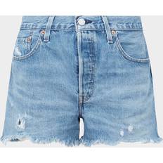 Rosa Shorts Levi's – 501 Original – Mellanblå jeansshorts med medelhög midja och råskuren fåll