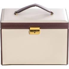 Bey-Berk Four Level Jewelry Box - Ivory/Brown