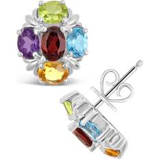 Citrine Jewelry Celebration Gems Cluster Earrings - Silver/Multicolour