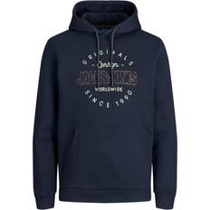 Jack & Jones Structure Hooded Sweatshirts - Navy Blazer