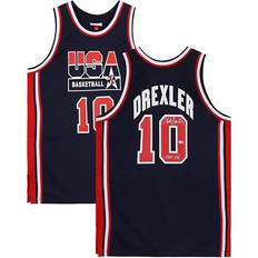 Fanatics Portland Trail Blazers Clyde Drexler Autographed Mitchell & Ness Team USA Jersey with HOF 04