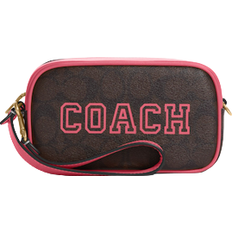 Coach Jamie Wristlet In Signature Canvas With Varsity Motif - IM/Brown/Watermelon