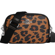 Leopard Crossbody Bags Coach Jamie Camera Bag in Signature Canvas with Leopard Print - Silver/Light Saddle Multi