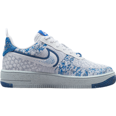 Chaussures Enfant Nike Air Force 1 Crater Flyknit GS - White/Dark Marina Blue/Football Grey/Photo Blue