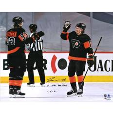 Fanatics Philadelphia Flyers Travis Konecny Autographed Hat Trick Celebration Photograph with 1st NHL Hat Trick 1/15/21 Inscription