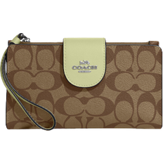 Phone Pockets Wallets Coach Tech Wallet in Colorblock Signature Canvas - SV/Khaki/Pale Lime