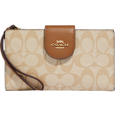 Phone Pockets Wallets Coach Tech Wallet in Colorblock Signature Canvas - Gold/Lt Khaki/Lt Saddle