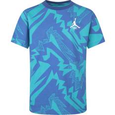 Nike Big Kid's Jordan Essentials Printed T-shirt - French Blue/New Emerald/White (95B724 -U41)