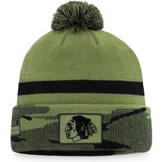 NHL Beanies Fanatics Chicago Blackhawks Military Appreciation Cuffed Knit Hat with Pom Beanie Sr