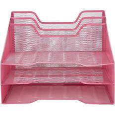 Red Letter Trays Mind Reader 5 Tray Mesh File/Letter/Document Desktop Organizer Pink