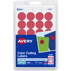 Red Label Makers & Labeling Tapes Avery 5466 3/4" Red Round Removable Write-On Printable Labels 1008/Pack