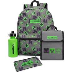 Minecraft Rygsække Minecraft Lunch Bag And Backpack Set (Pack of 4) (One Size) (Grey/Green/Black)