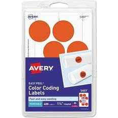 Red Labels Avery 5497 1 1/4" Neon Red Round Removable Write-On Printable Labels 400/Pack