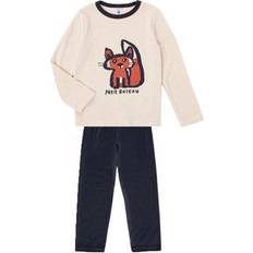 Fille Autres Ensembles Petit Bateau Fox Patterned Velour Pyjamas - Smoking Blue/Multico White