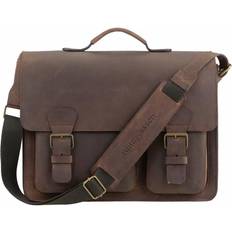 Aktetassen Ruitertassen Aktentasche Leder Lehrertasche 3 Fächer Ranger Braun - 2342T-73