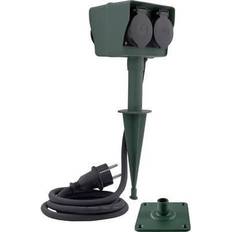 Mehrfachsteckdosen & Verlängerungskabel REV 0595009555 Weatherproof power strip 4x Black, Green incl. ground spike