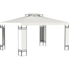 OutSunny Pavilions & Accessories OutSunny 13 ft. x 10 ft. Cream White Patio Gazebo Outdoor Canopy Shelter with Double Vented Roof, Steel Frame