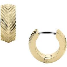 Fossil Linear Texture Huggie Hoop Earrings - Gold/Silver