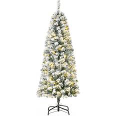 Interior Details Homcom Prelit Snow Flocked Green Christmas Tree 150cm