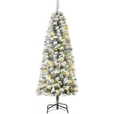 Homcom Prelit Snow Flocked Green/White Christmas Tree 152cm