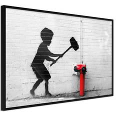Artgeist med ramme Banksy: Hammer Boy Sort 90x60 Billede