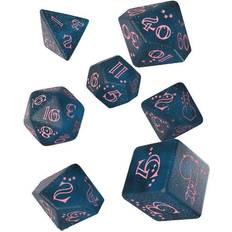 Q Workshop Q-Workshop QWOSLLA3E Sparkling Llama Glitter Dark Blue & Pink Dice Set of 7