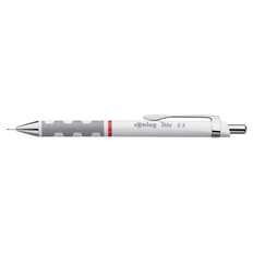Hvid Blyanter Rotring roterende mekanisk blyant Tikky 0,5 mm, hvidforkromet, stiv rørformet spids, gummieret, korrugeret (S0770530)