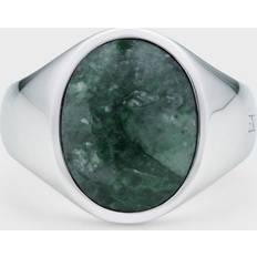 Smycken IX Studios Oval Signet Ring - Green/Silver