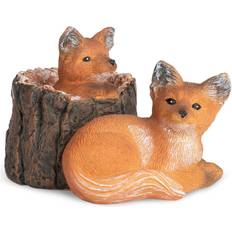 Lykketrold Dekorationsfigurer Lykketrold Fox With Cubs Brown Dekorationsfigur 4.5cm