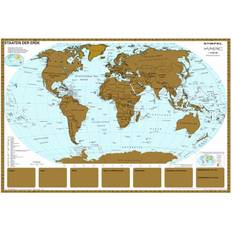Metall Väggdekor Naga Scratch World Map Väggdekor 67x97cm